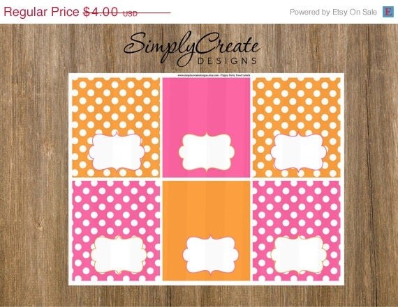 SALE Printable Food Labels Summer Spring Beach Food Labels 8.5x11 Jpeg DIGITAL File Il_570xn