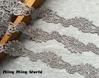 Vintage Lace Trim - 2.5 Yards Grey Flower Lace Trim (L501)