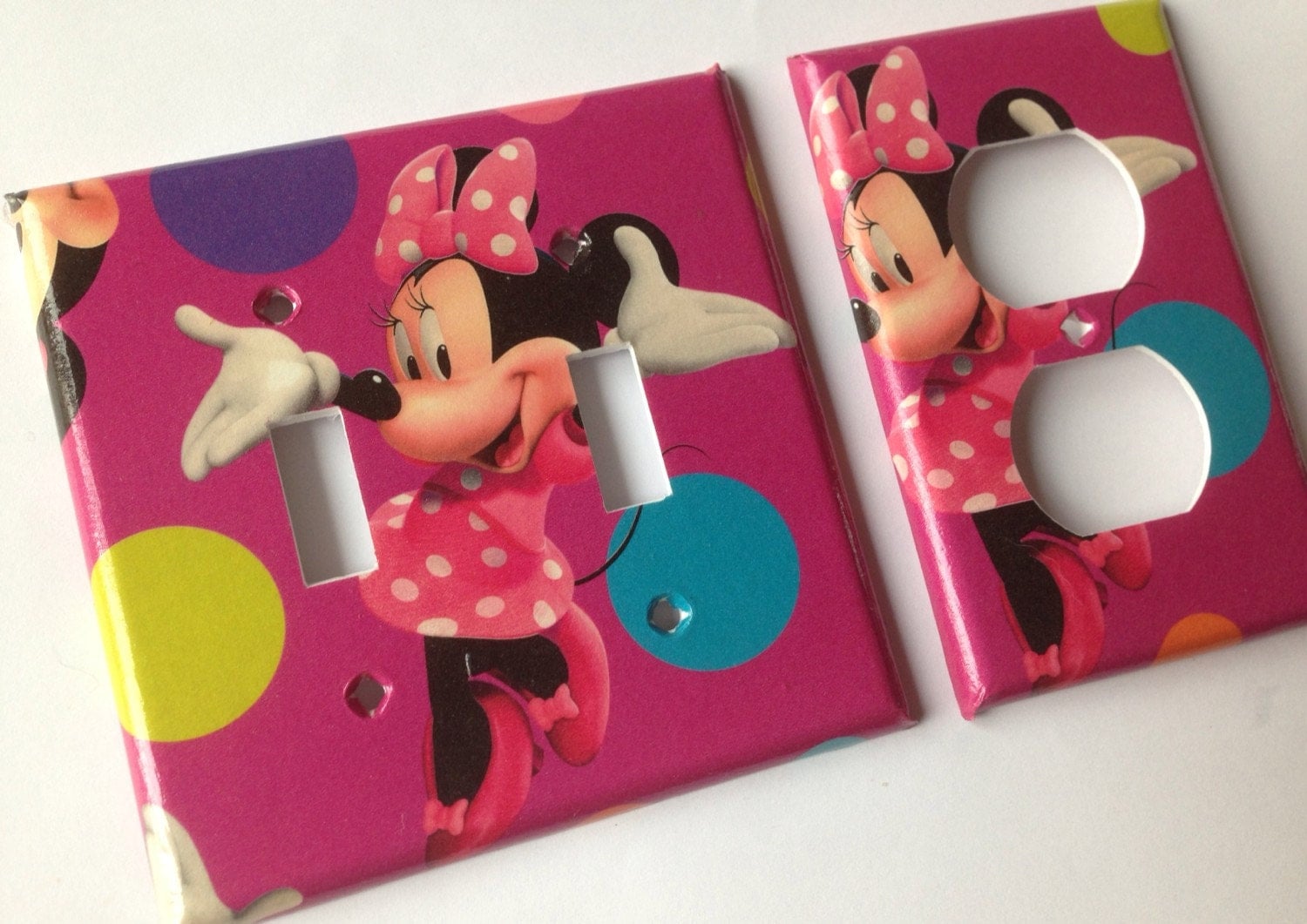 Minnie Mouse Pink Double Light Switch Cover Set / Minnie