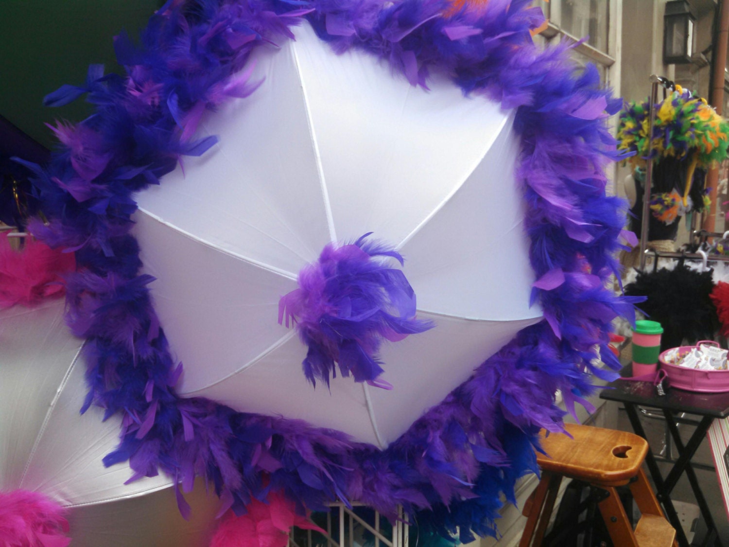 Second Line Umbrella Purple on White Festival Parasol Jazz
