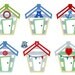 Beach Houses set - 6 little different types and birds small add ons -  machine embroidery applique designs