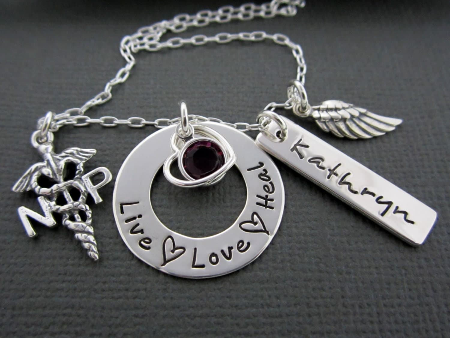 RN NP Nurse Necklace Nurse Practitioner Jewelry by ShinyMetals