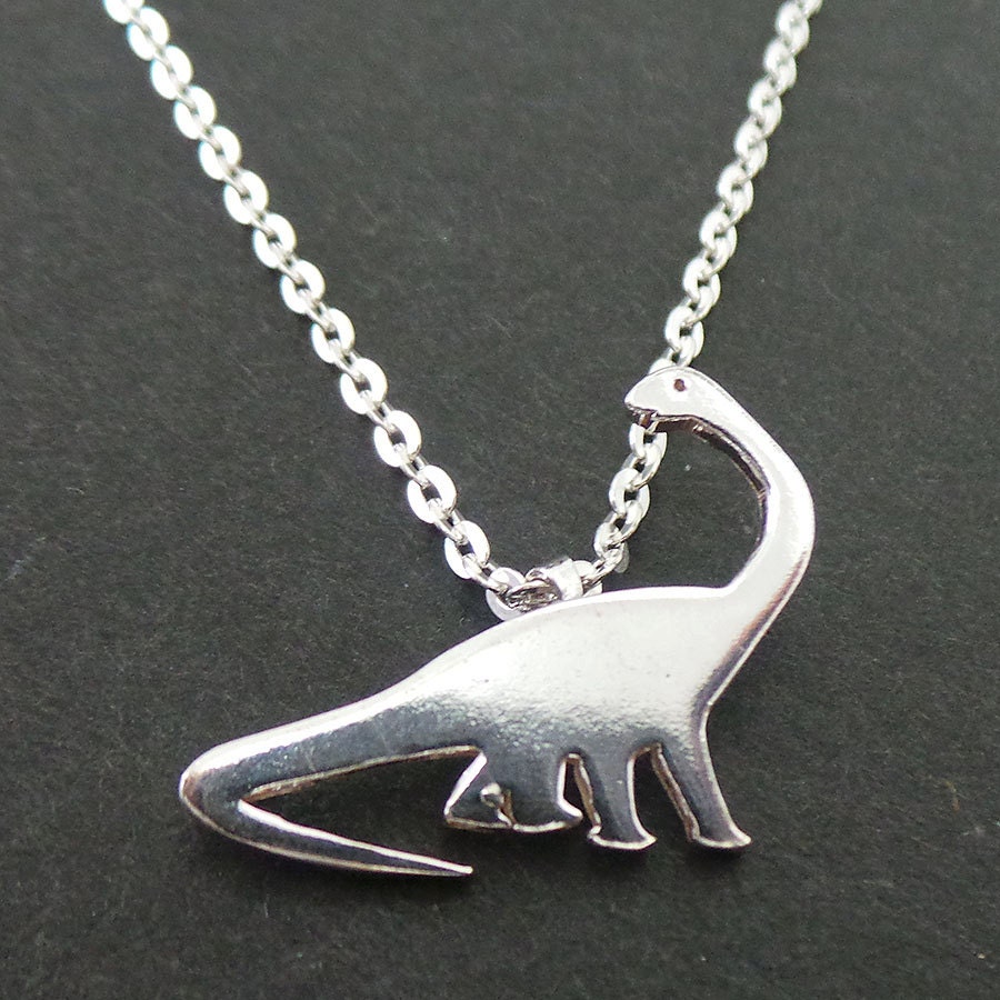 Brachiosaurus Dinosaur Dinosaurios Necklace in Silver