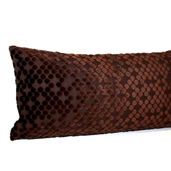 Lumbar Pillow Brown Pillow Cut Velvet Circles by couchdwellers