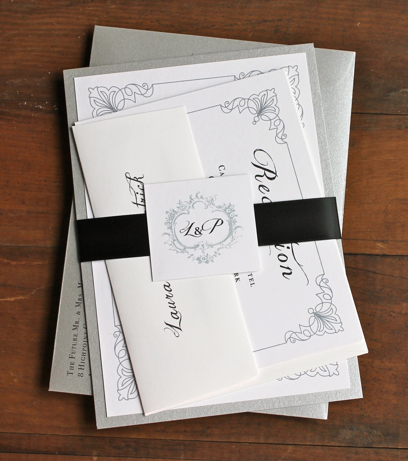 Elegant Silver Wedding Invitations 8