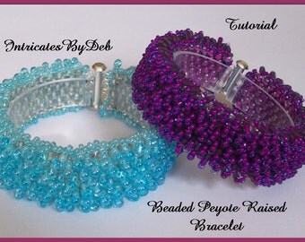 Tutorial Bead Peyote Raised Bracelet - Jewelry Beading Pattern, Beadweaving Instructions, PDF, Do It Yourself, How To