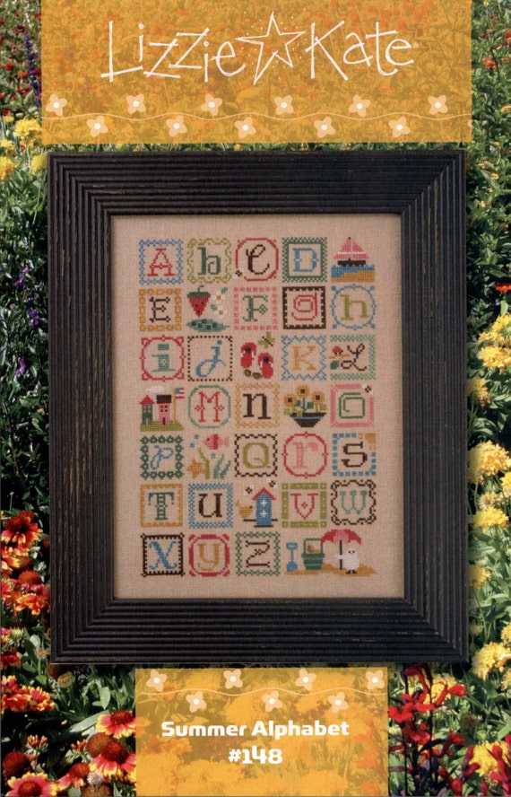 Lizzie Kate Summer Alphabet Cross Stitch Pattern with