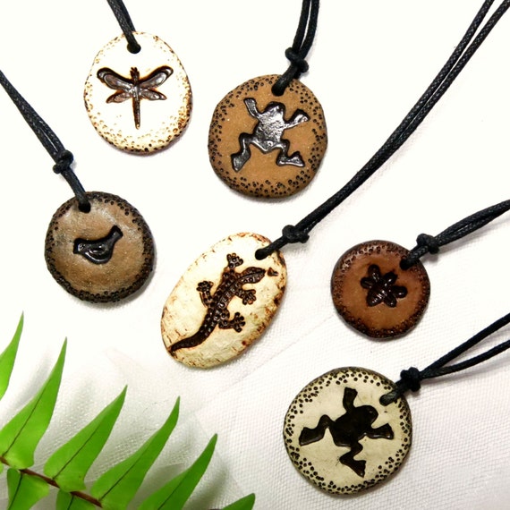 Pottery Animal Pendant ONE / USA Handmade Ceramic by TuppersPerch