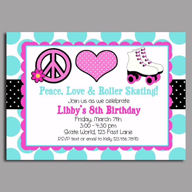 Roller Skating Invitation Printable or Printed with FREE