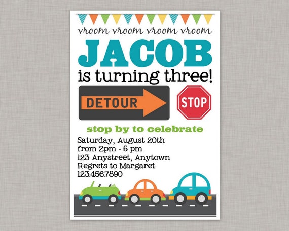 Cars Birthday Invitation, Transportation Birthday Invitation, Printable Il_570xn