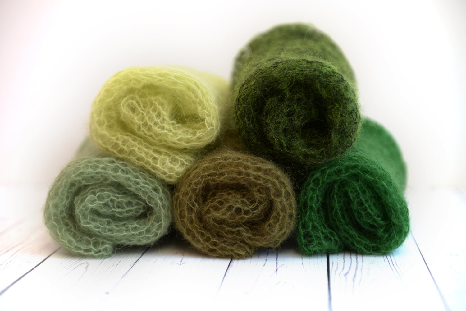 Shades of green ethereal loosely handknit newborn mohair wrap layer photography prop - choose a color