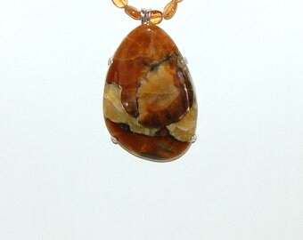 Simbircite Necklace, Golden Honey Caramels, Hessonite Garnets, Russian Gemstone, Sterling Silver, Large Simbircite,