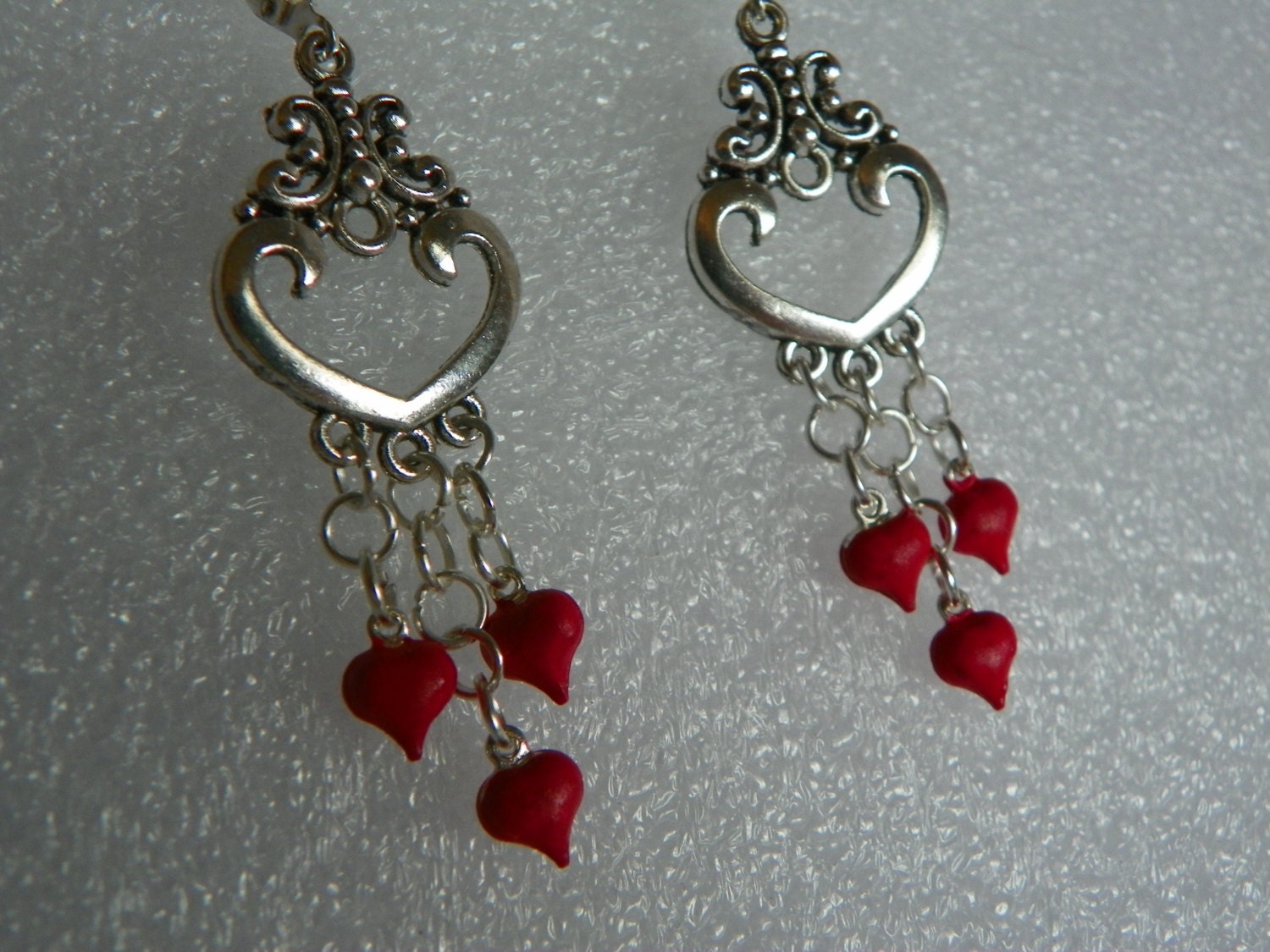 Heart Earrings heart earrings red earrings by CathysCreationsPlus