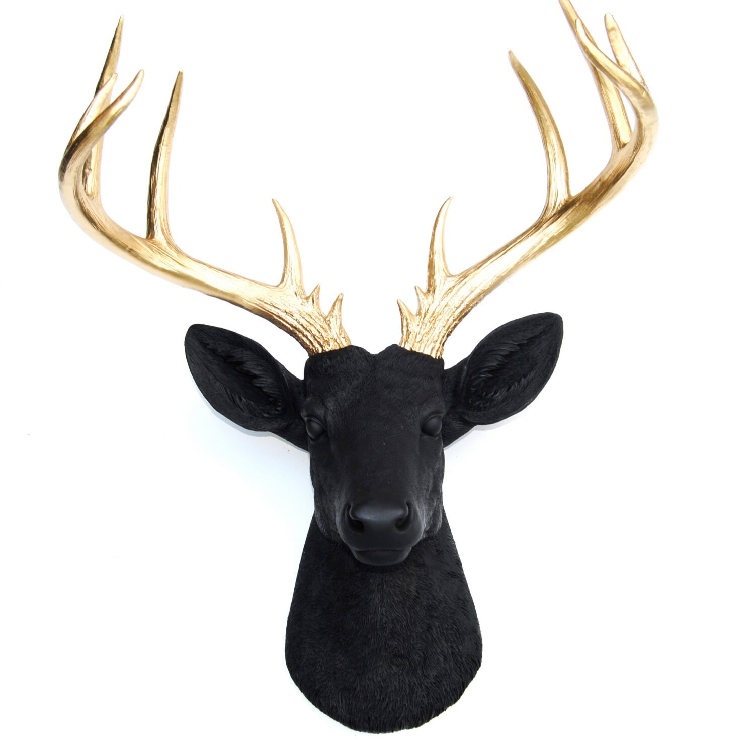 Large Deer Head Black and Gold Deer Head Wall Mount 14