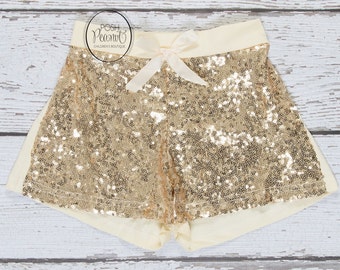 girls gold shorts- gold girls birthday outfit- girls gold sequin shorts- toddler gold shorts- toddler sequin shorts- girls shorts- birthday