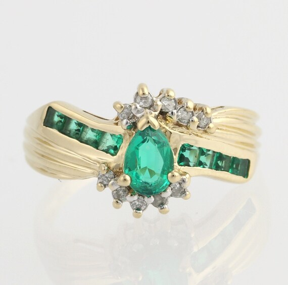 Synthetic Emerald & Diamond Cocktail Ring 14k by WilsonBrothers