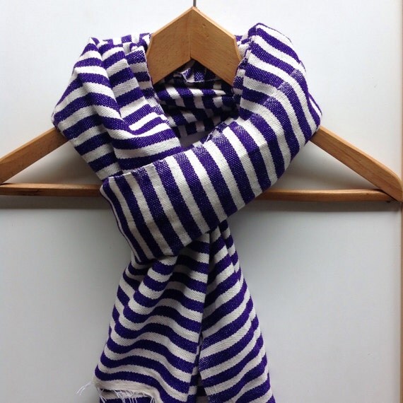 Purple scarf Amethyst purple & White Wool scarf Cotton wool