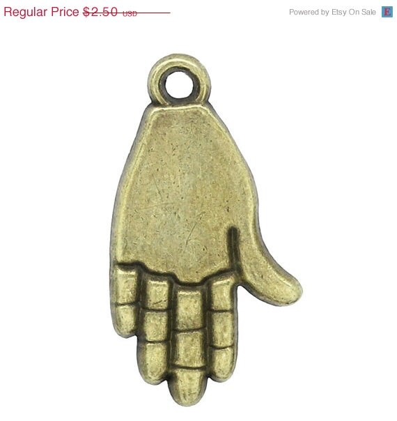 20% OFF 5 Antique Bronze Metal HAND Palm Charm by SmartParts