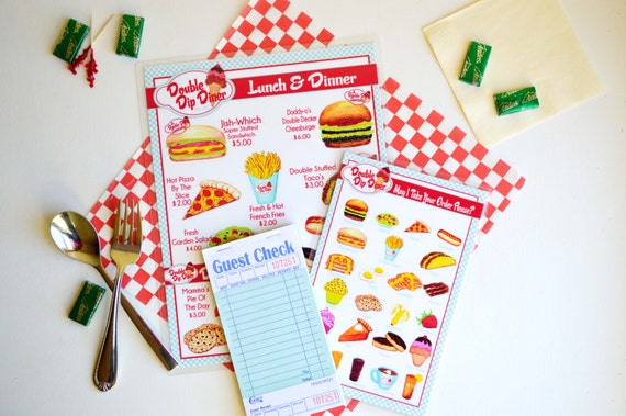 DELUXE Childs Pretend Play Restaurant Menu Set Il_570xn