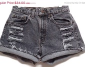 ON SALE........... Vintage Levis light black   LEVIS  Denim Shorts -Waist  28 inches