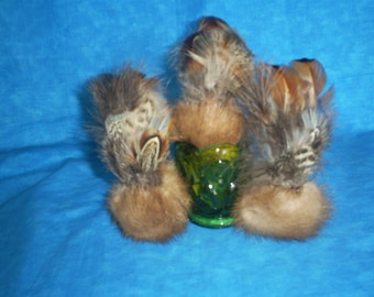1 Recycled, assorted real fur and feathers CAT TOYS with organic catnip.