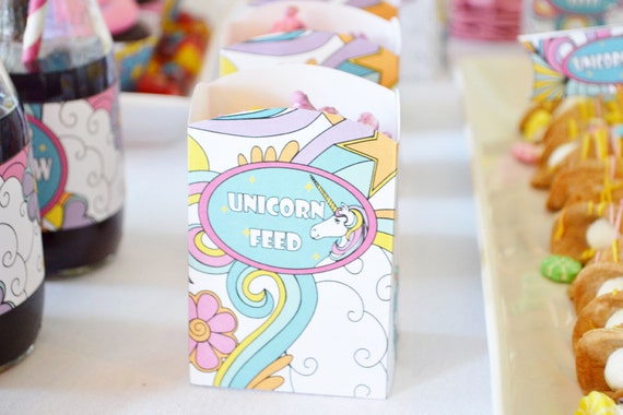 Rainbow Unicorn Party/ Girls Rainbow party/ (instant download) printable treat box Il_570xn