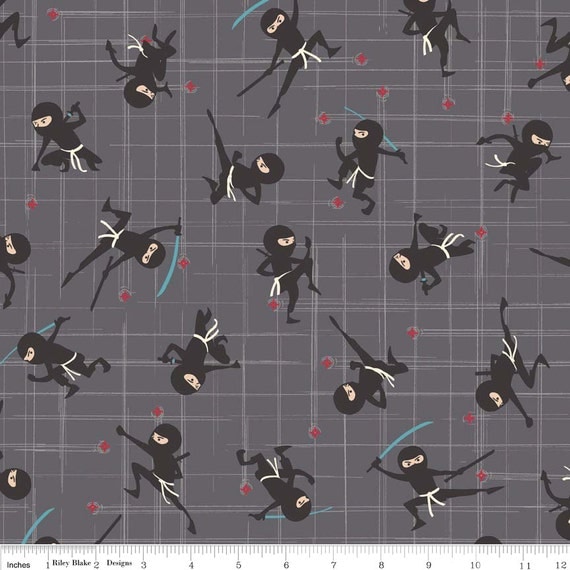 Ninja LAMINATED cotton fabric by the yard Ninja by Laminates