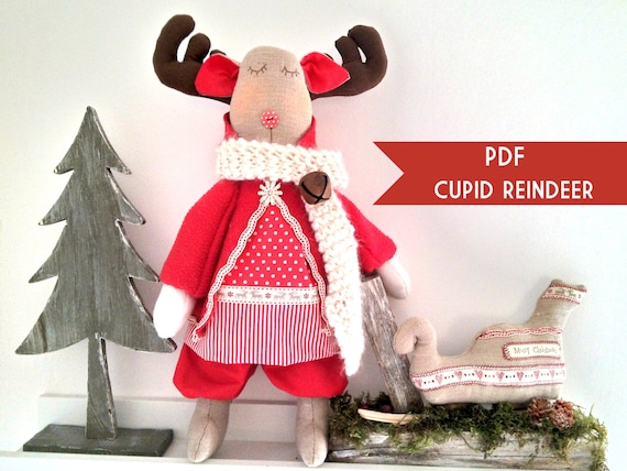 Christmas Reindeers Pattern ,PDF Sewing pattern for a Reindeer Cupid Festive Nordic,christmas patterns,Toy Reindeer Deer Sewing diy
