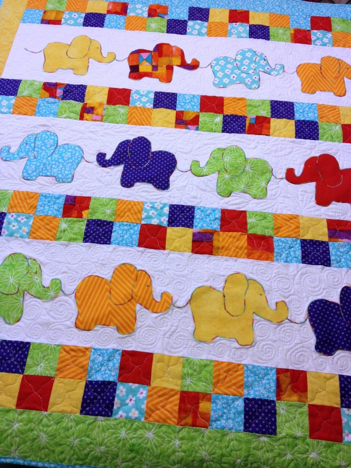 Elephant Baby Quilt by CarolynDiPerri on Etsy