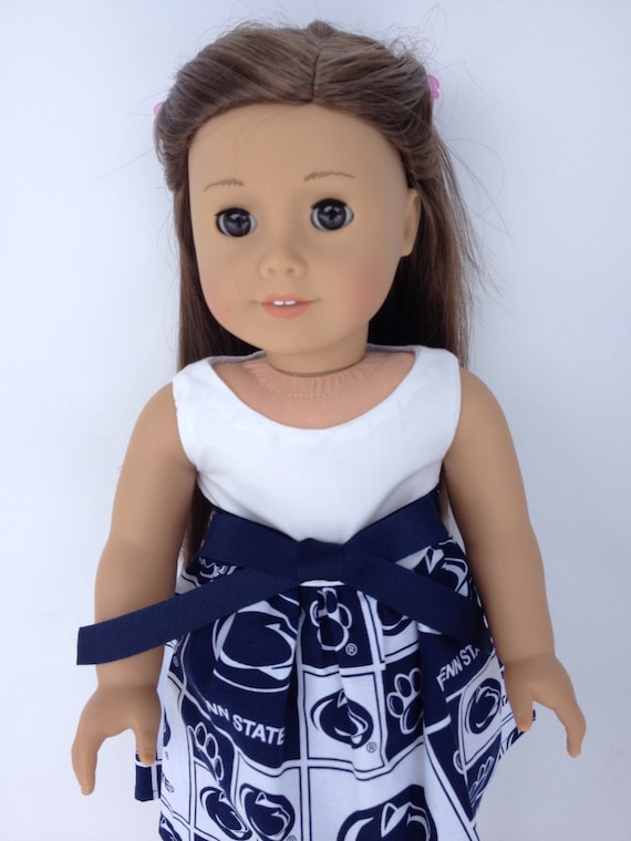 18 inch Doll Dress of Penn State Univesity block fabric/white