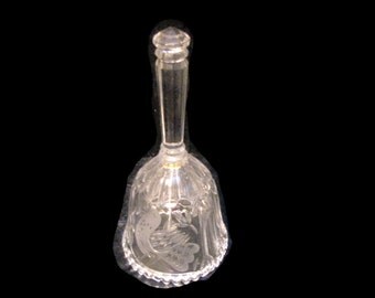 Vintage Glass Dinner Bell Frosted Bird
