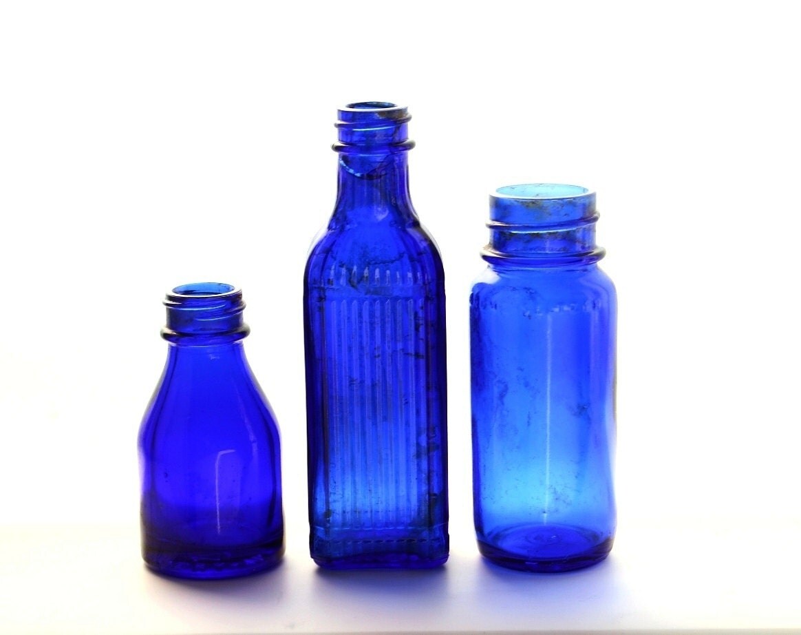 Vintage cobalt blue medicine bottles blue bottles