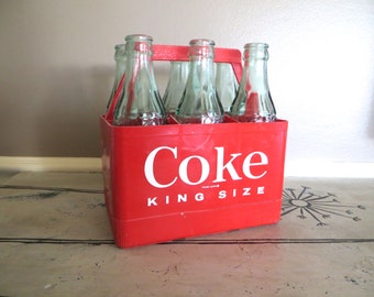 King Size Coke Plastic Carrier Coca Cola Bottles Cola Memorabilia Red Coke Glass Bottles Picnic Decor Flower Vase