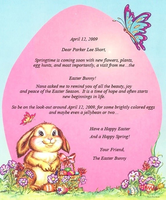 items similar to personalized letter from the easter bunny