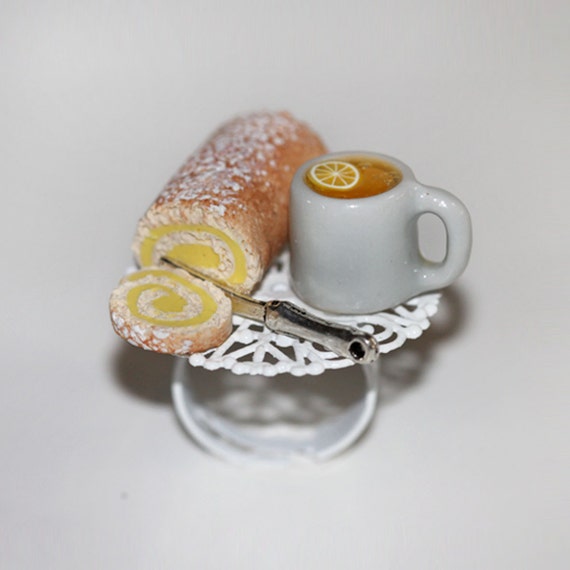Lemon Roll Cake Ring Miniature Food Jewelry Food Ring