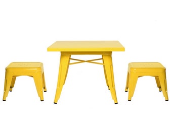 Custom Tolix Style Child Size Table Chair Set: Option to Paint in the Color of Your Choice