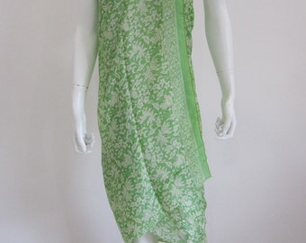 Silk Batik Sarong - Apple Green Abstract Leaves