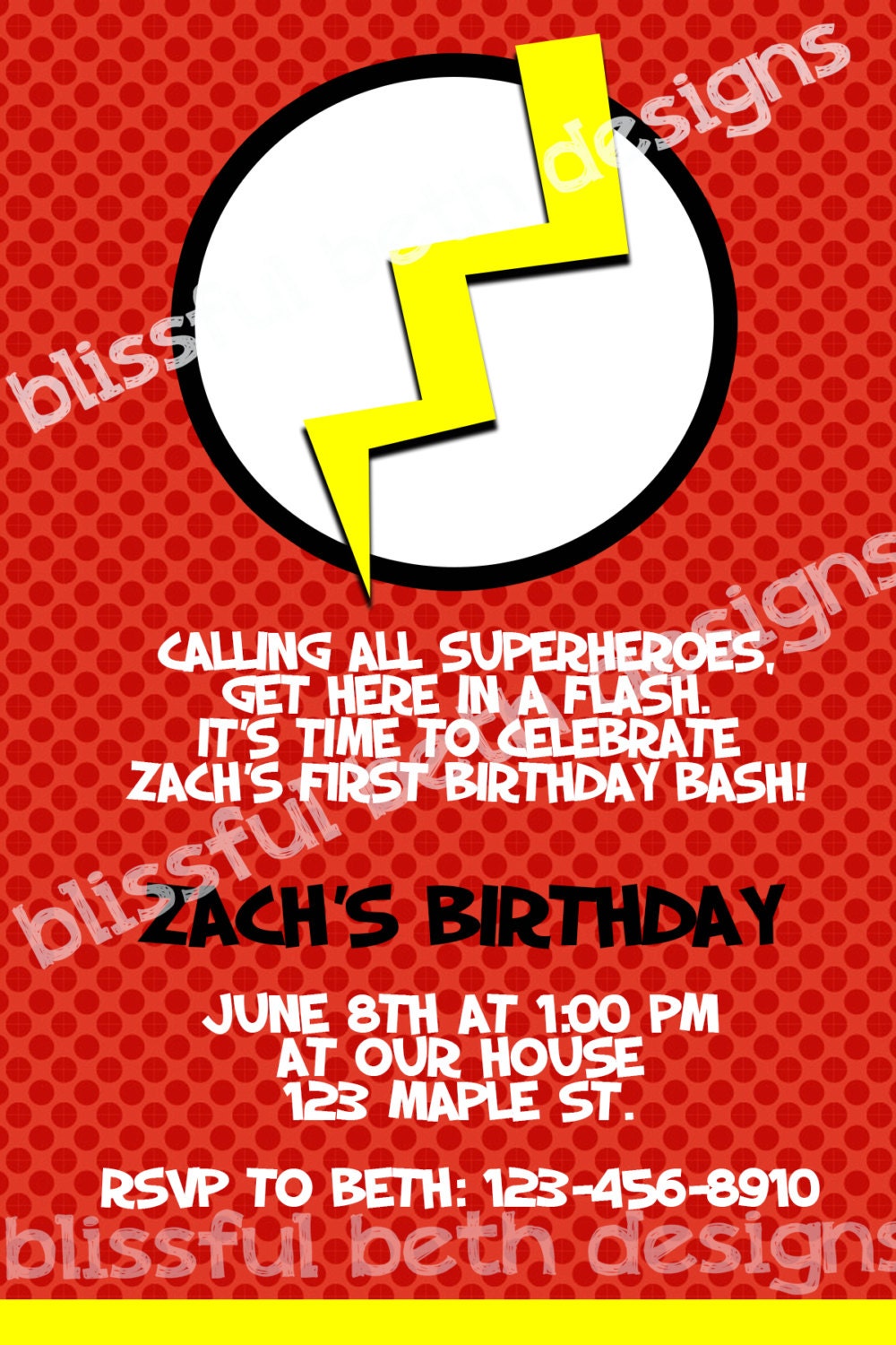 FLASH BIRTHDAY INVITATION Personalized Flash Printable
