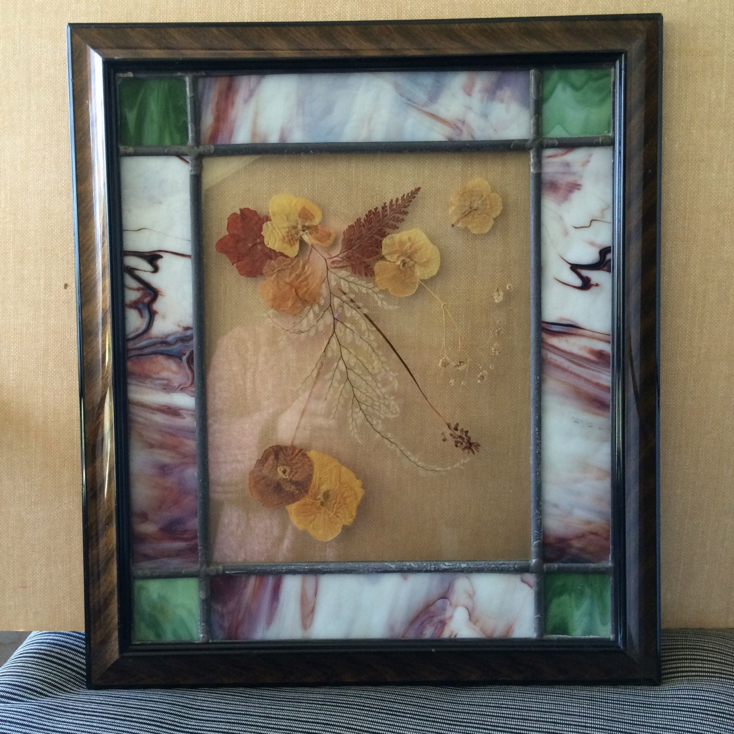 Wood Framed Glass Pressed Flower Wall Art by AndiesDandies on Etsy