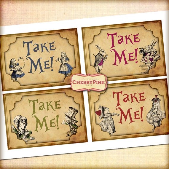 Alice in Wonderland decoration Take Me Party Tags party