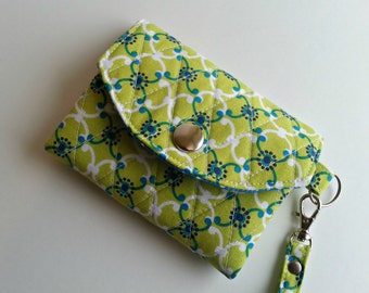 Vera Bradley style Keychain Wallet in Green and Blue print ...