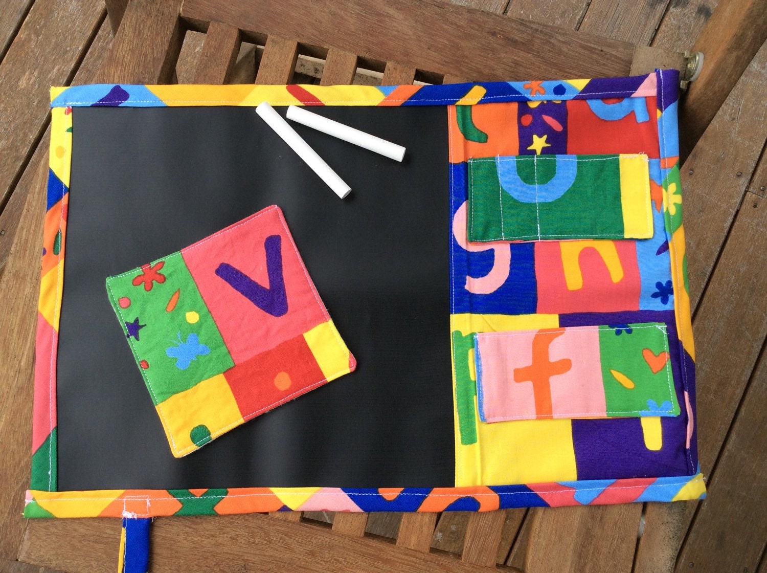 Portable chalk mat Maisy Alphabet by RichesandRoses on Etsy