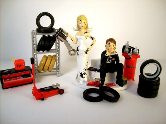 Funny Wedding  Cake  Topper  Mechanics  AUTO MECHANIC  Tires