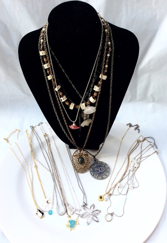 destash jewelry lot junk jewelry vintage salvaged necklaces