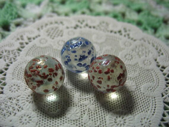 Items Similar To Vintage Confetti Spotted Speckled Marbles Two Red And