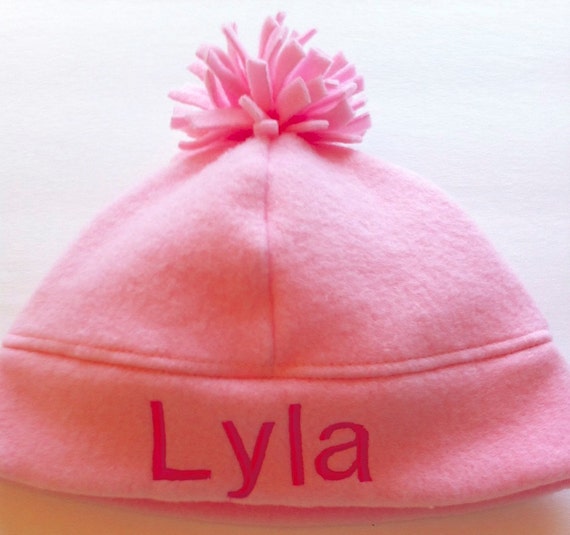 Items similar to Baby Girls Pink Personalized Hat on Etsy