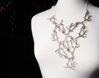Twig Necklace, Silver twig necklace, branch necklace, twig jewelry