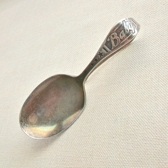 Imperial Silver Plate Baby Spoon with Curved by OldRedHenVintage