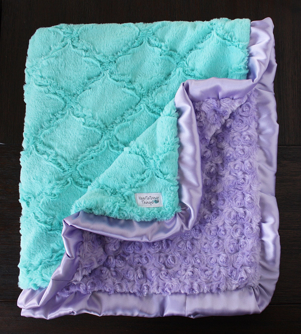 Minky Blanket baby girl blanket for girl aqua and lavender