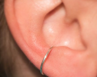 Conch Hoop Ear Cuff, NO PIERCING REQUIRED! (gold & silver) 18 gauge, fake earring, faux piercing, body jewellery, plain, simple earring